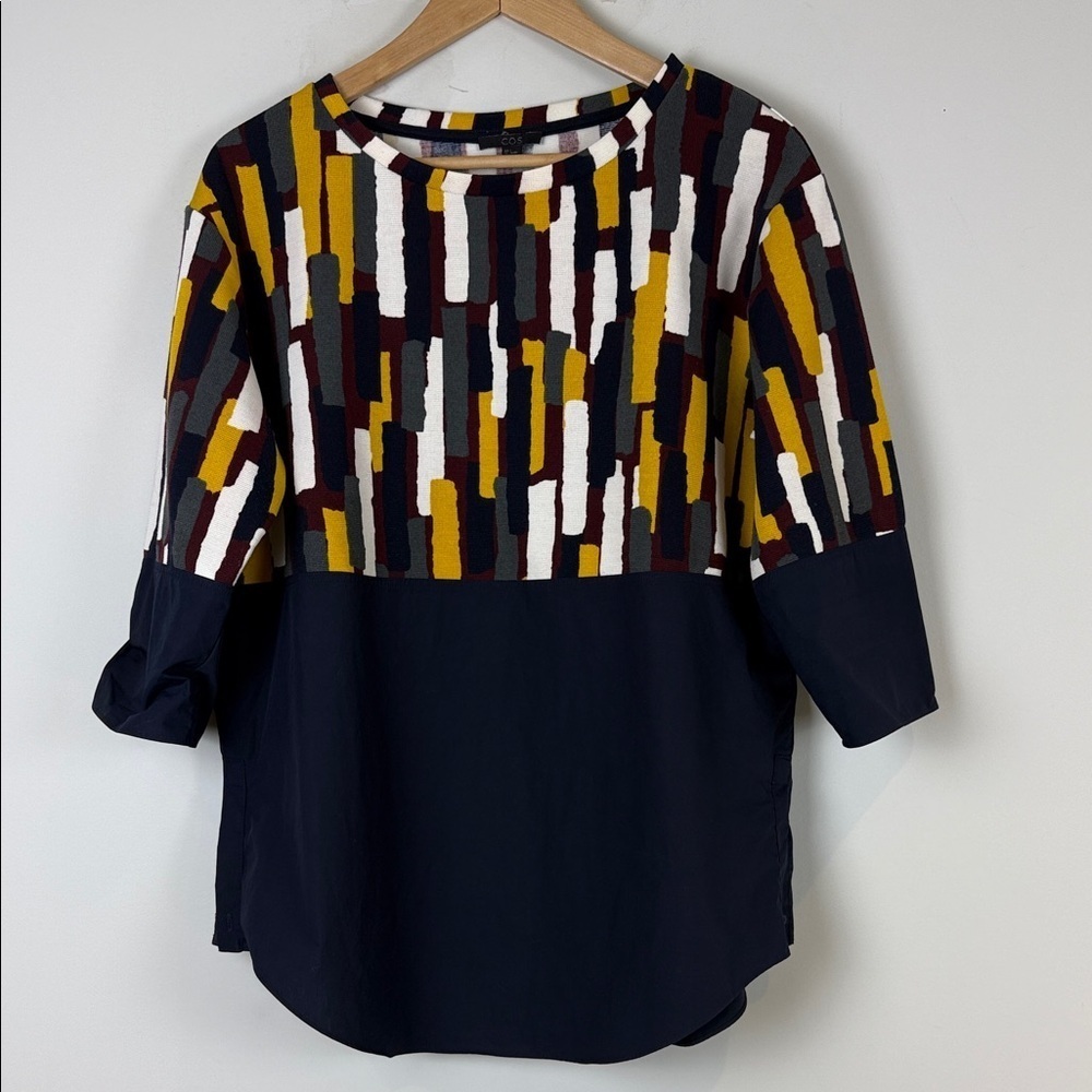 COS Multicolor Patterned Blouse with Navy Accent - Picture 2 of 9